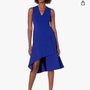 Vince Camuto V Neck Diagonal Hem Dress